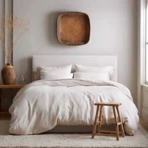 Quince European Linen King Duvet Set with shams - Sand Beige